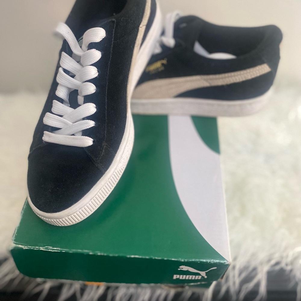 Puma Black Suede Sneakers with White Details